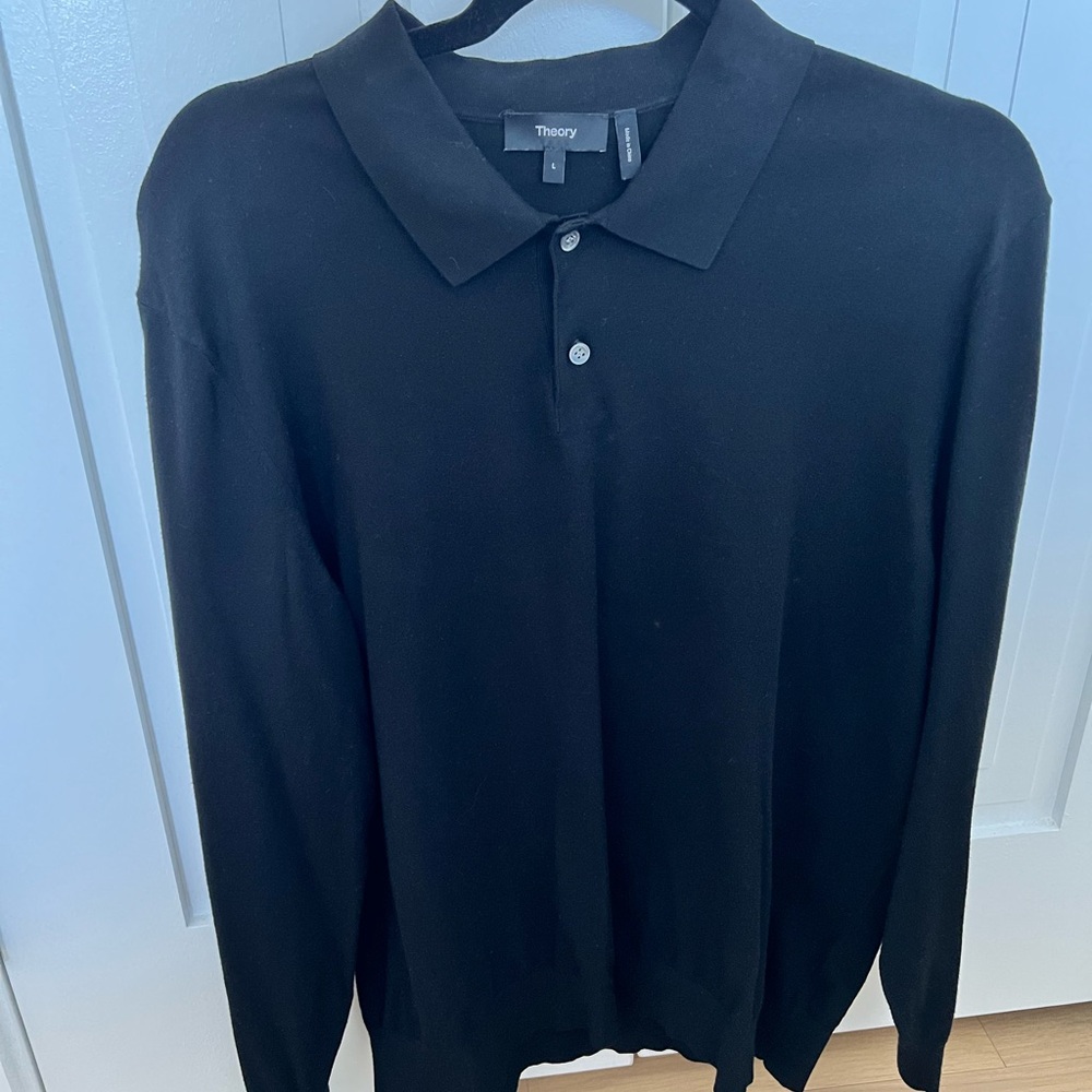 Theory - Black Polo - Long Sleeve - Size L